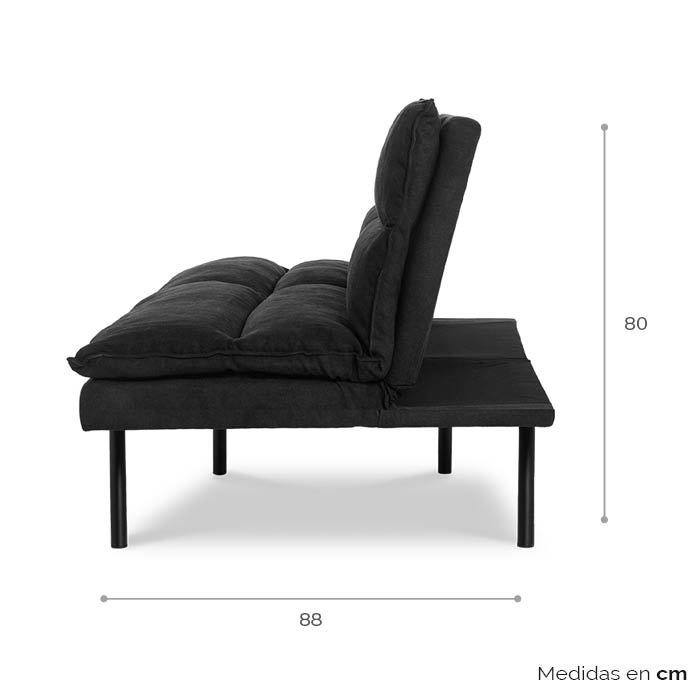 Futon Tela Negro Elom | Sofá Cama y Futones | salas